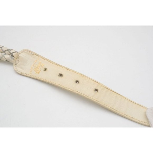 Vintage Gucci White Leather Belt with Red Blue Enamel Round Gold Buckle - Picture 4 of 9